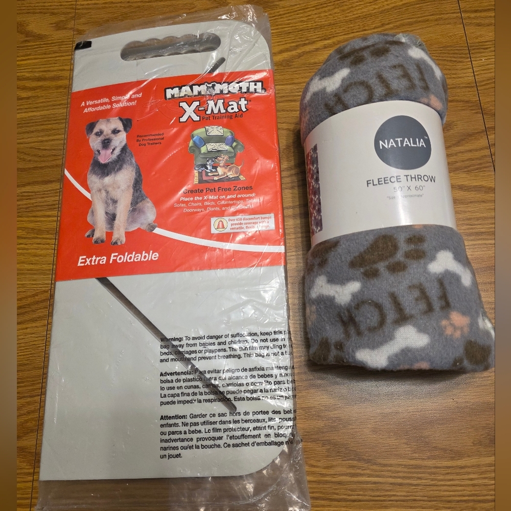 Mammoth X-Mat & Natalia Gray Fleece Throw for Pets